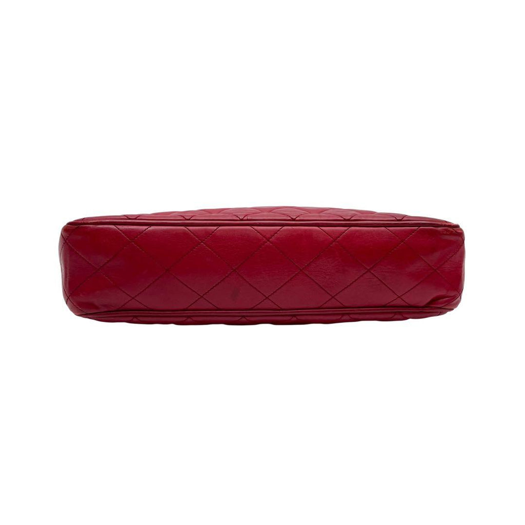 Chanel Quilted Lambskin Chain Shoulder Tote Red — view 5