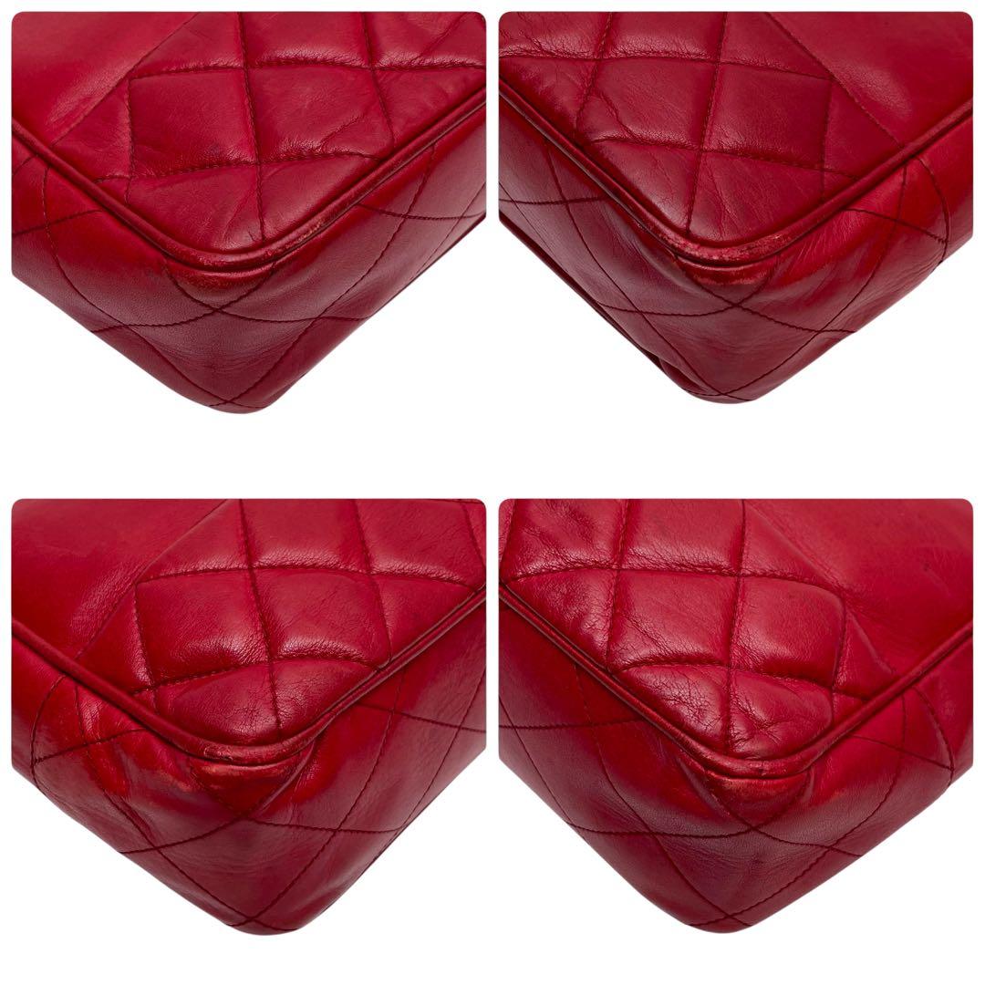 Chanel Quilted Lambskin Chain Shoulder Tote Red — view 6