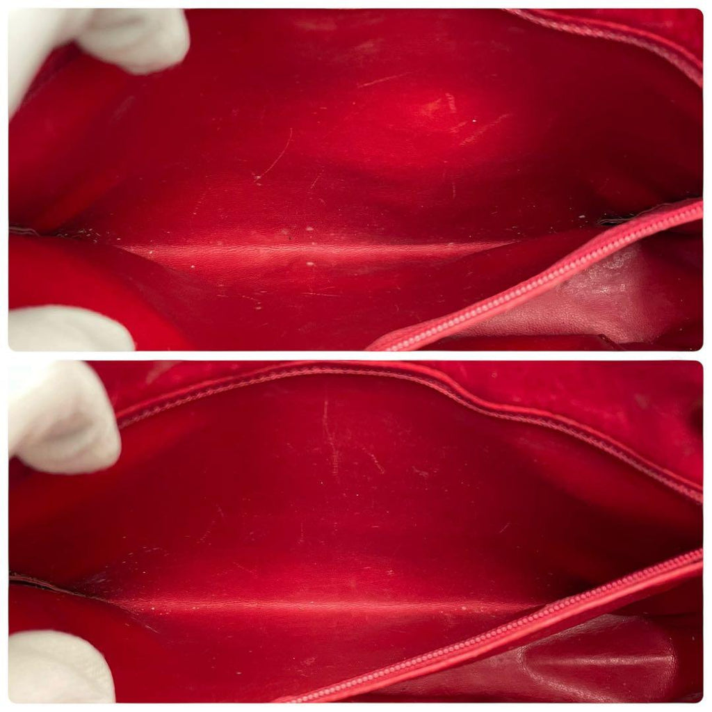Chanel Quilted Lambskin Chain Shoulder Tote Red — view 9