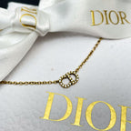 Dior Clair de Lune CD Logo Necklace Rhinestone