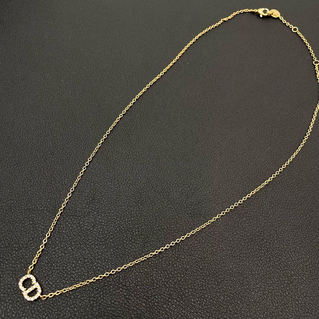 Dior Clair de Lune CD Logo Necklace Rhinestone — view 4