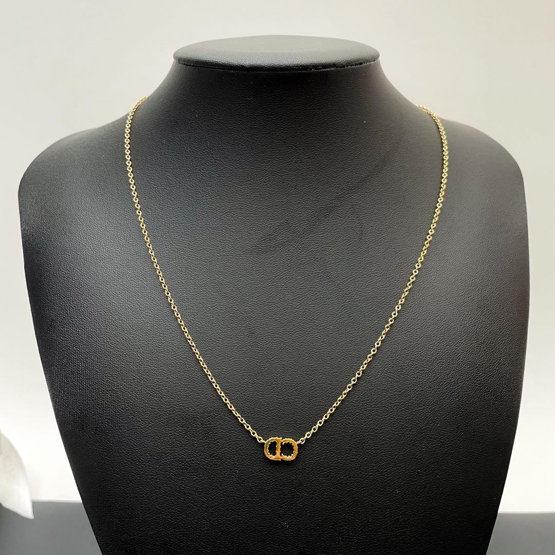 Dior Clair de Lune CD Logo Necklace Rhinestone — view 6