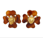 Chanel CC Logo Clover Tortoiseshell Earrings — view 2