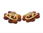 Chanel CC Logo Clover Tortoiseshell Earrings — view 3