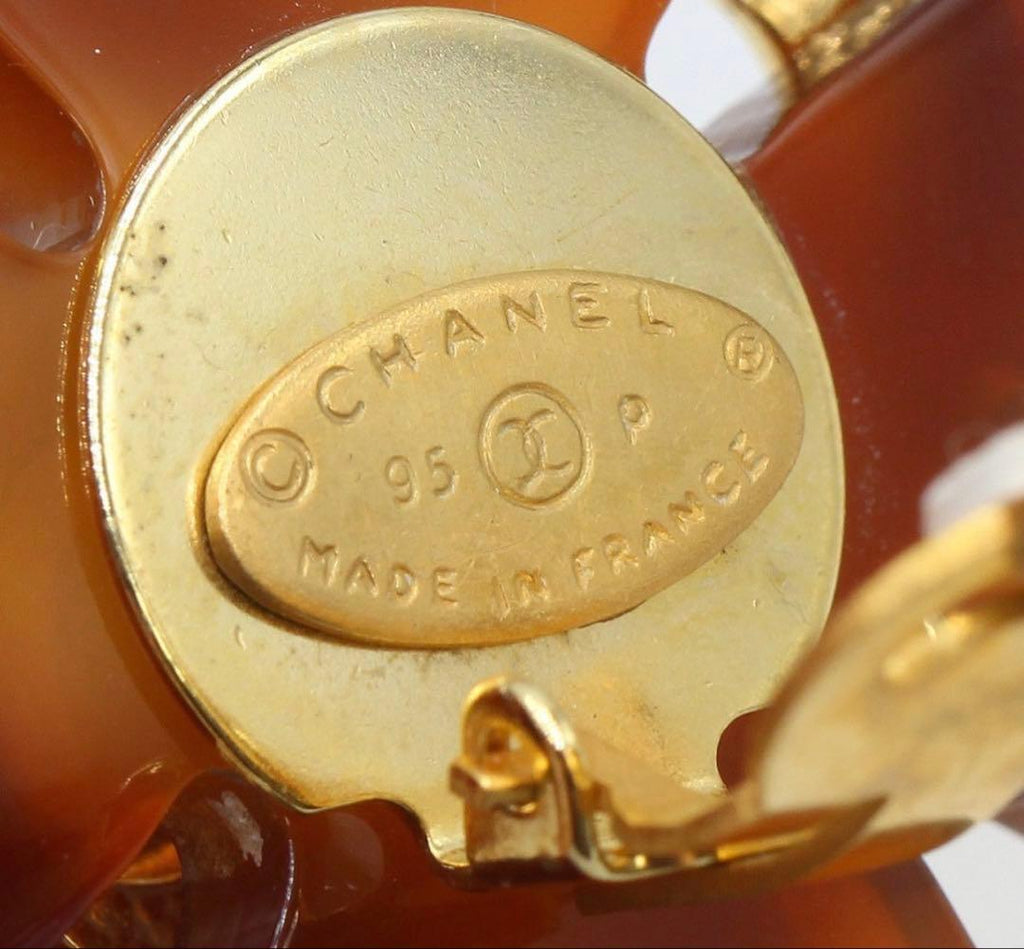 Chanel CC Logo Clover Tortoiseshell Earrings — view 5