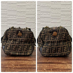 Fendi Zucca FF Canvas Leather Hand Boston Bag Brown — view 3