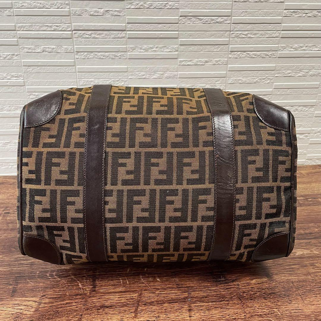 Fendi Zucca FF Canvas Leather Hand Boston Bag Brown — view 4