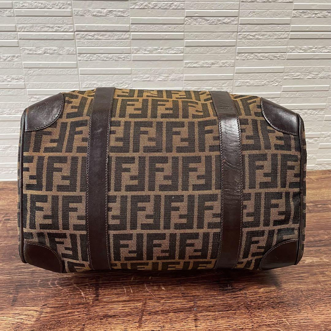 Fendi Zucca FF Canvas Leather Hand Boston Bag Brown — view 4