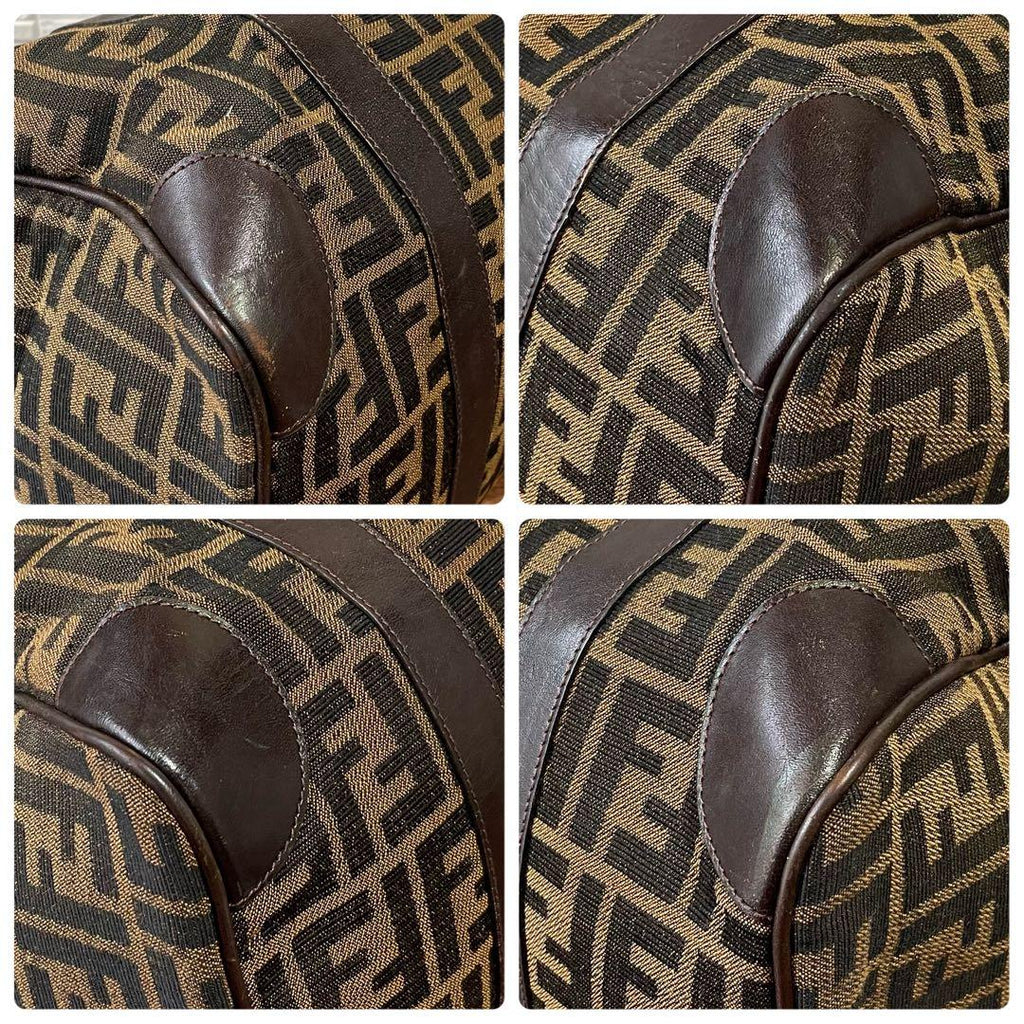 Fendi Zucca FF Canvas Leather Hand Boston Bag Brown — view 5
