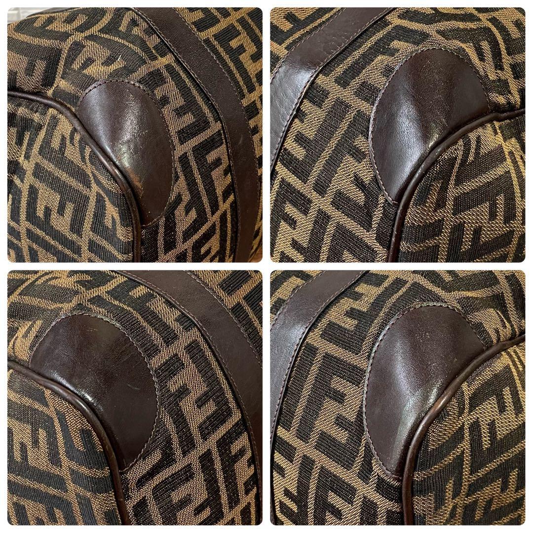 Fendi Zucca FF Canvas Leather Hand Boston Bag Brown — view 5