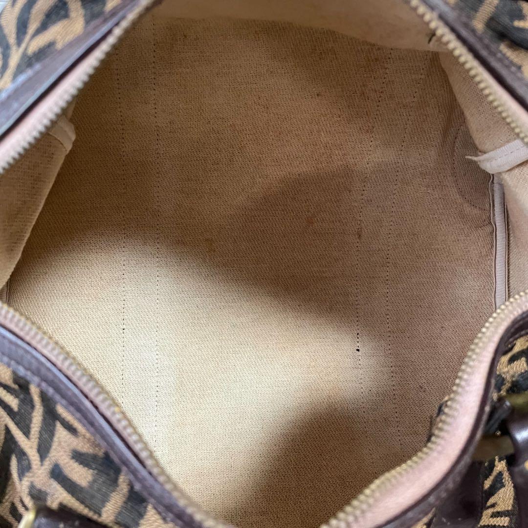 Fendi Zucca FF Canvas Leather Hand Boston Bag Brown — view 7