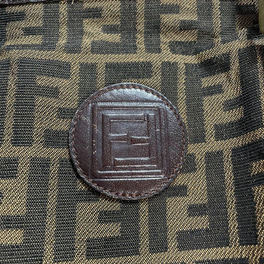 Fendi Zucca FF Canvas Leather Hand Boston Bag Brown — view 9