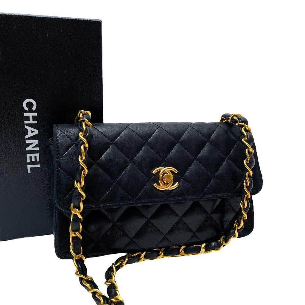 Chanel Mini Quilted Chain Shoulder Bag Lambskin CC Logo