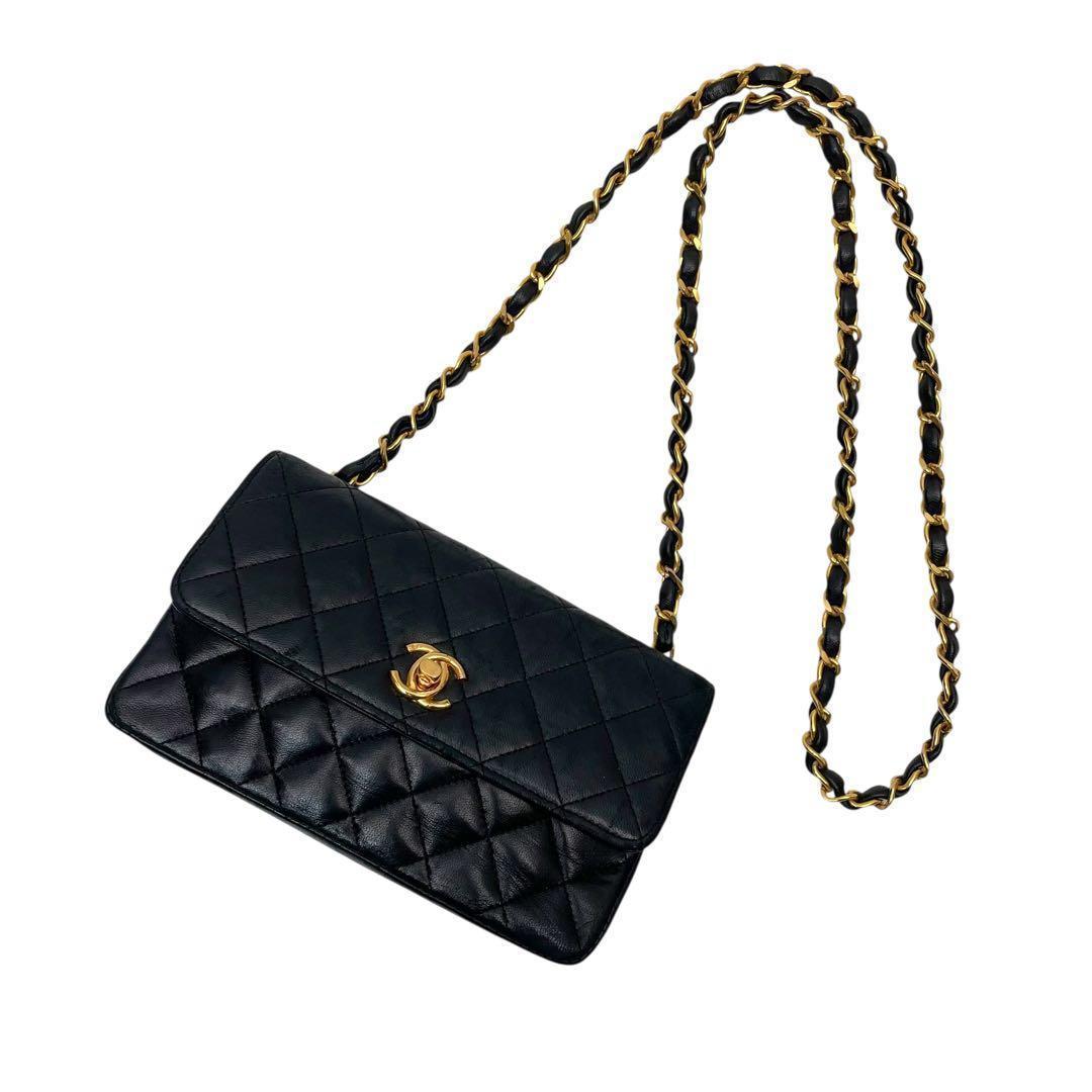 Chanel Mini Quilted Chain Shoulder Bag Lambskin CC Logo — view 3