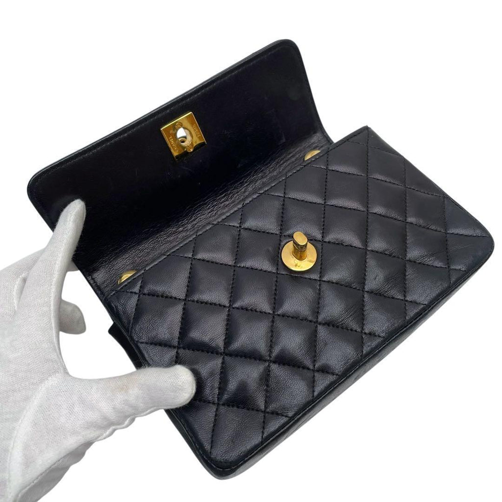 Chanel Mini Quilted Chain Shoulder Bag Lambskin CC Logo — view 7