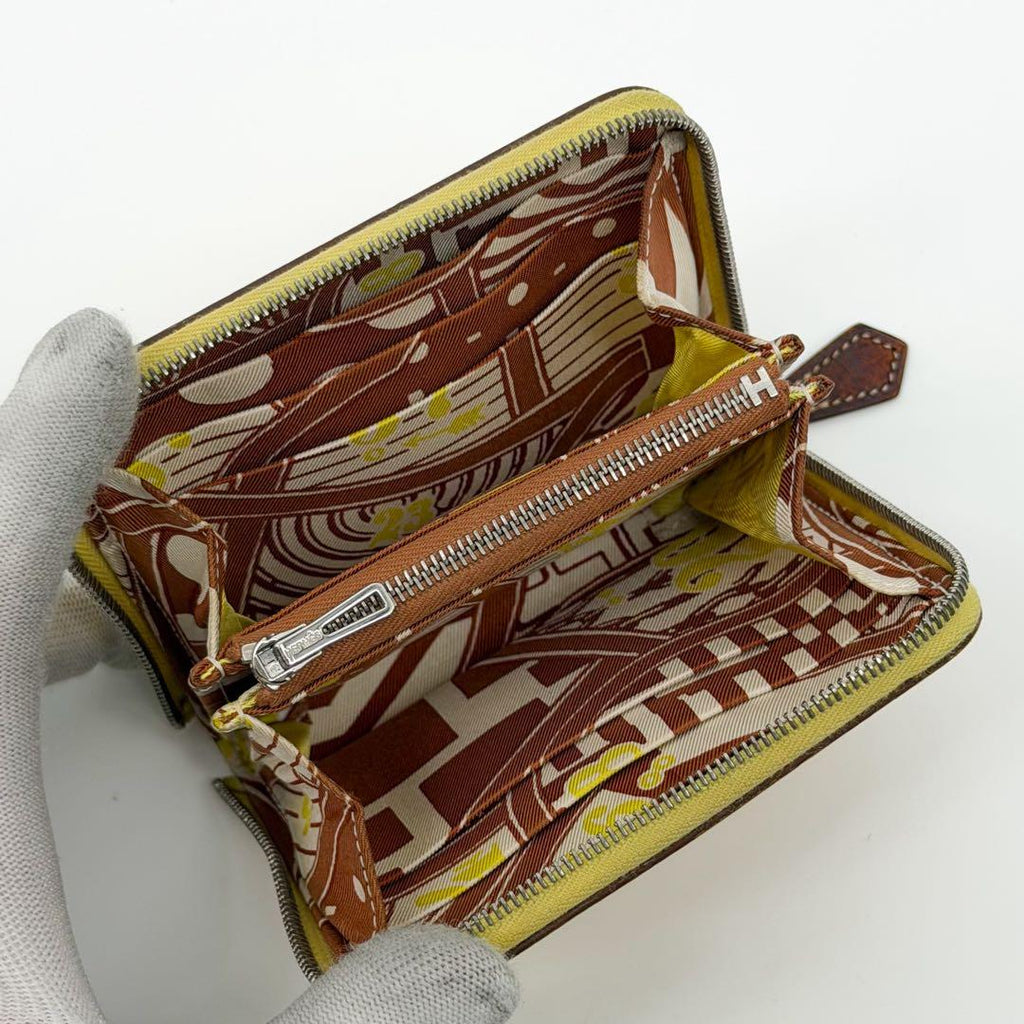 Hermes Azap Compact Silk in Coin Case Yellow Epsom Mini