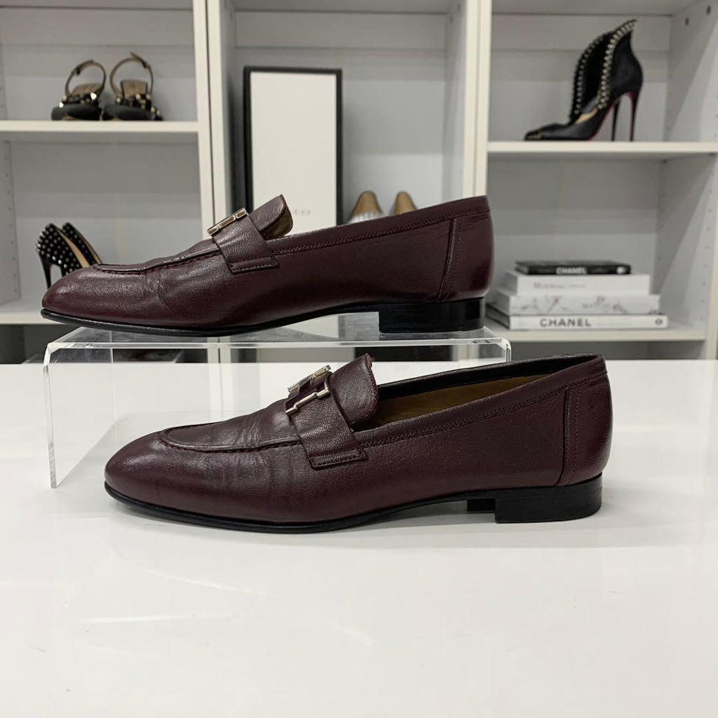 Hermes Paris Hhardware Leather Loafers Burgundy Sneaker — view 3