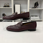 Hermes Paris Hhardware Leather Loafers Burgundy Sneaker — view 3