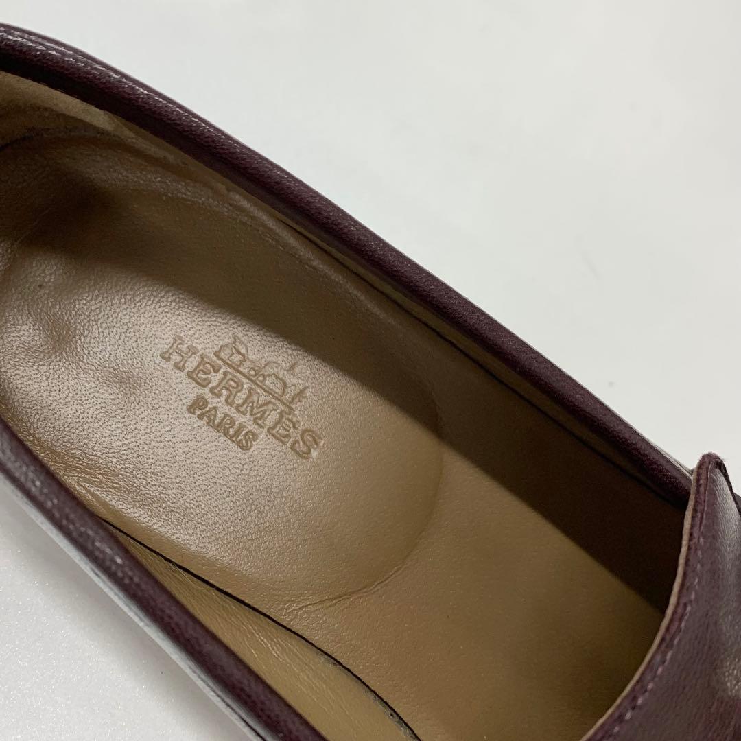 Hermes Paris Hhardware Leather Loafers Burgundy Sneaker — view 7