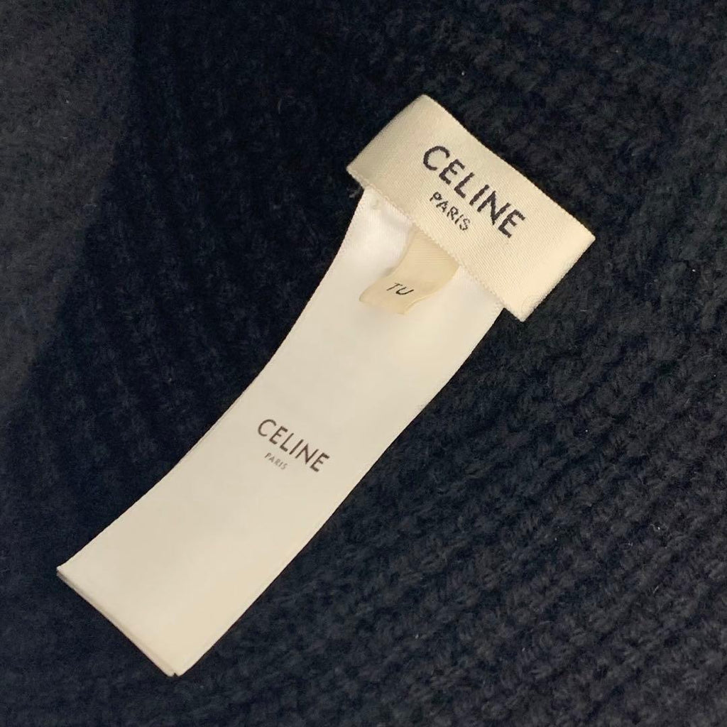 Celine Triomphe Crochet Logo Knit Bucket Hat Black — view 5