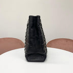 Chanel Choco Bar Leather CC Logo Chain Tote Black — view 2