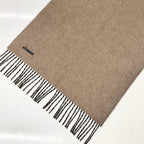 Hermes Logo Double Face Cashmere Scarf Shawl Navy Brown — view 4