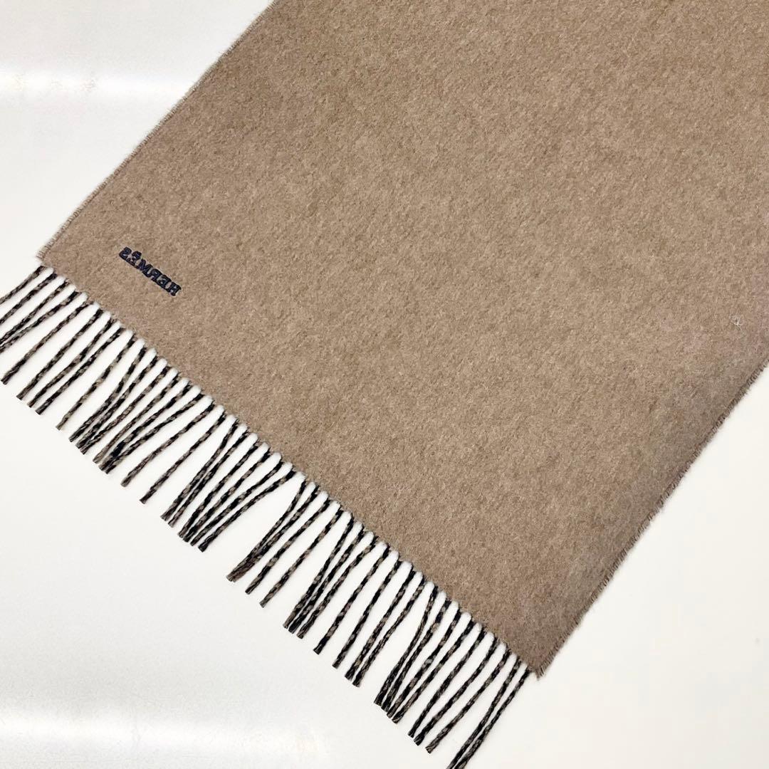Hermes Logo Double Face Cashmere Scarf Shawl Navy Brown — view 4