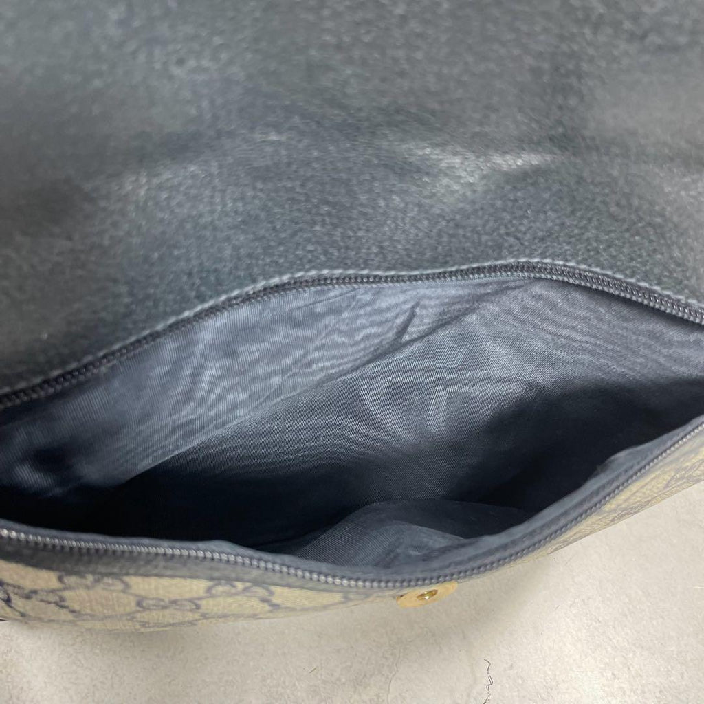 Gucci Clutch GG Navy Beige Leather Logo — view 5