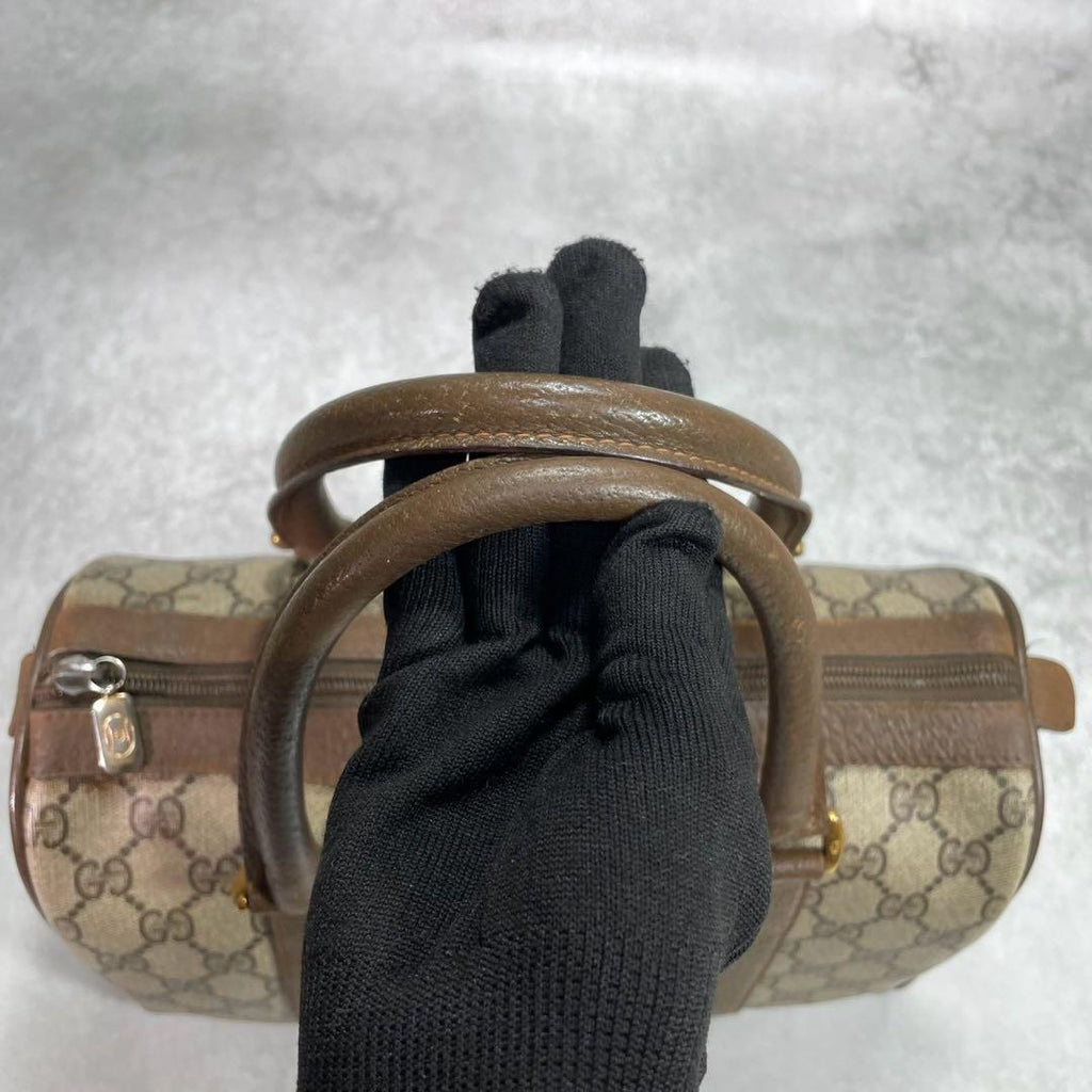 Gucci GG Sherry Line Boston Bag Brown Leather Logo — view 4