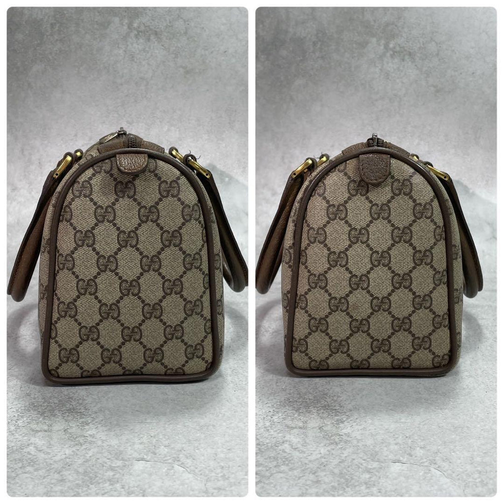 Gucci GG Sherry Line Boston Bag Brown Leather Logo — view 7