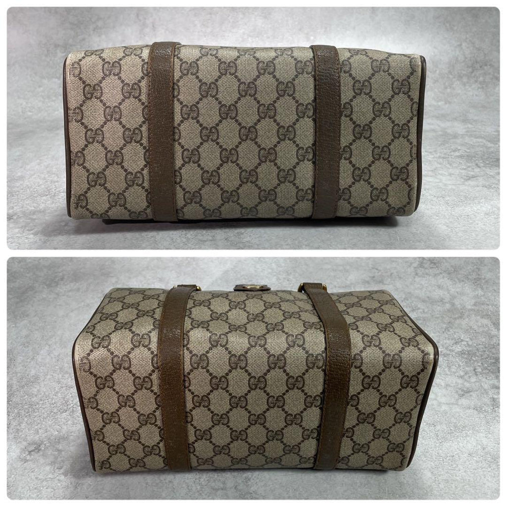 Gucci GG Sherry Line Boston Bag Brown Leather Logo — view 8