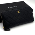 Chanel Quilted Caviar Leather Zip Around Wallet Black