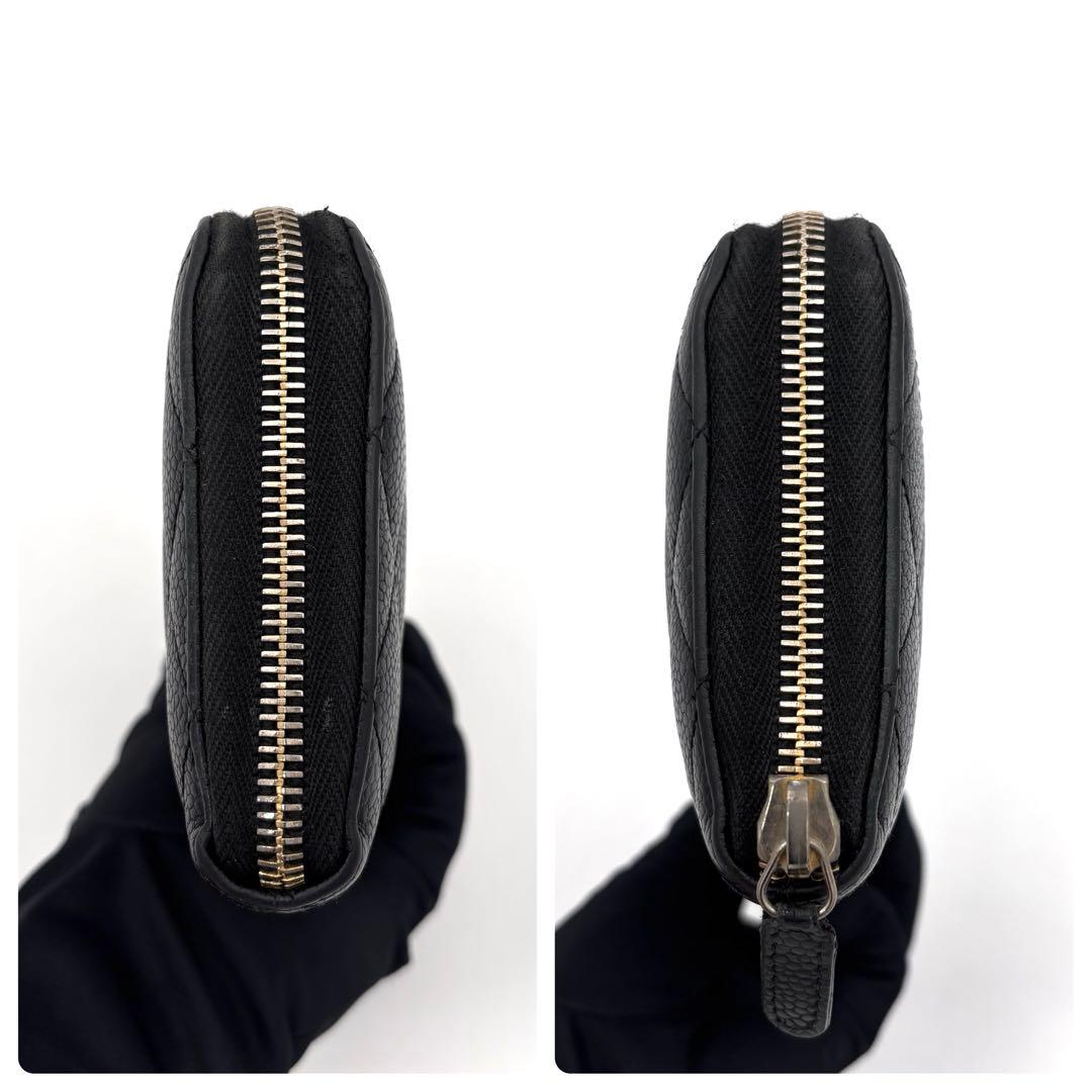 Chanel Quilted Caviar Leather Zip Around Wallet Black — view 5