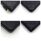 Chanel Quilted Caviar Leather Zip Around Wallet Black — view 7
