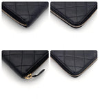 Chanel Quilted Caviar Leather Zip Around Wallet Black — view 8