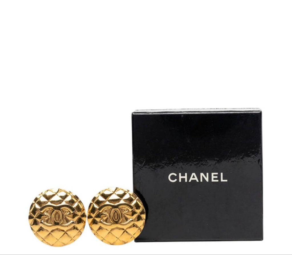 Chanel CC Logo Quilted Round Earrings — view 2