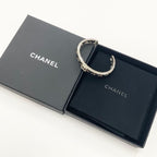 Chanel CC Logo Bangle Rhinestone Leather Bracelet Gold — view 7