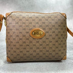 Gucci GG Shoulder Bag Brown Beige Leather Logo — view 2