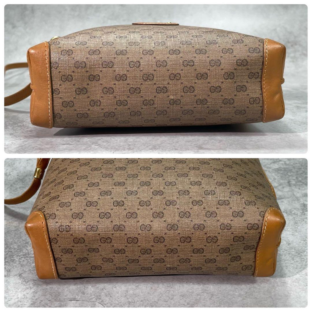 Gucci GG Shoulder Bag Brown Beige Leather Logo — view 8