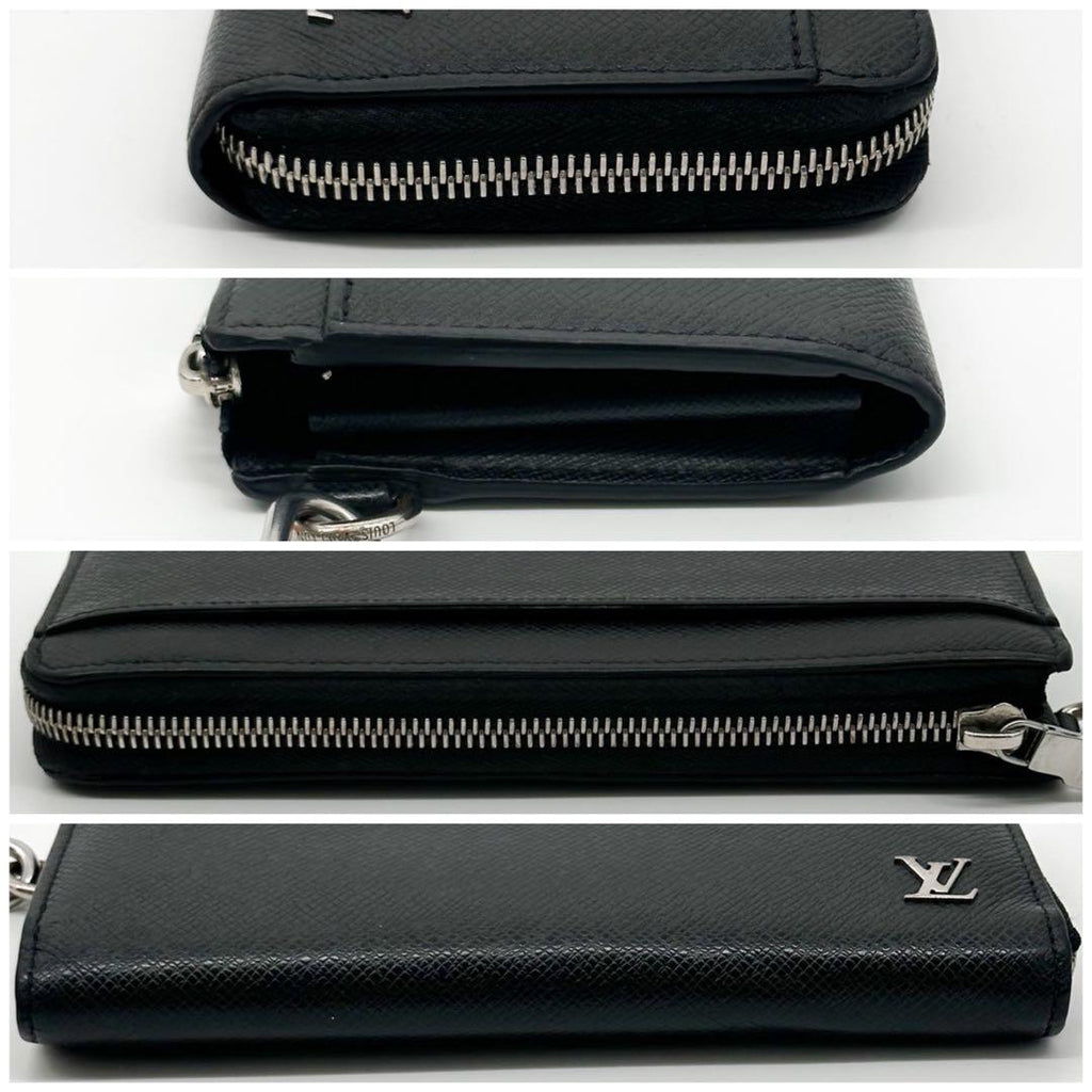 Louis Vuitton Zippy Dragonne Taiga Black Wallet — view 4