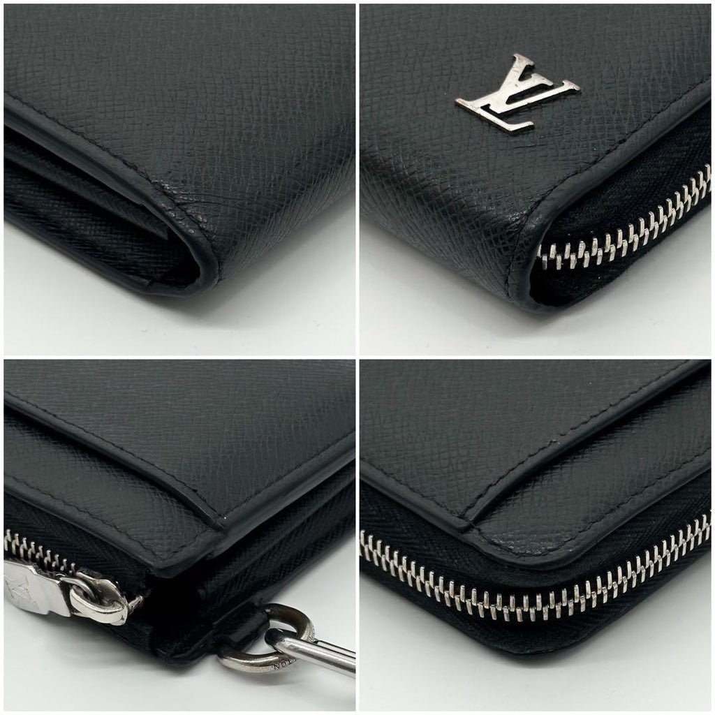 Louis Vuitton Zippy Dragonne Taiga Black Wallet — view 5