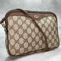 Gucci GG Shoulder Bag Brown Beige Leather Logo