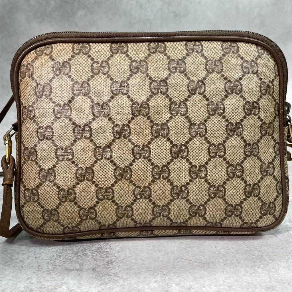 Gucci GG Shoulder Bag Brown Beige Leather Logo — view 3