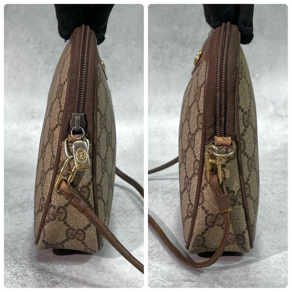 Gucci GG Shoulder Bag Brown Beige Leather Logo — view 6