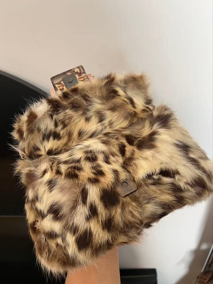 Fendi Baguette Mini Bobcat Fur Ultra Shoulder Bag — view 6