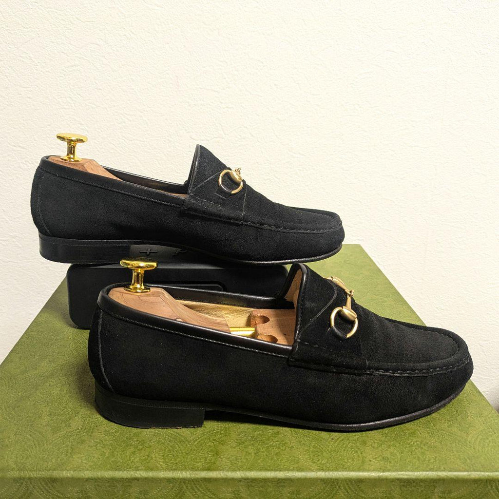 Gucci Horsebit Loafers Suede Black 36 — view 5