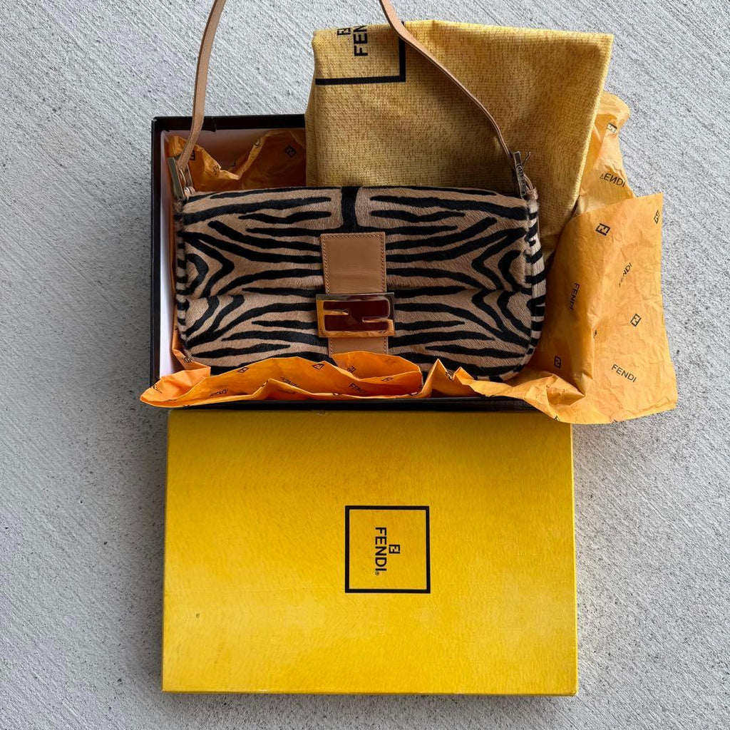 Fendi Baguette Zebra Print Calf Hair Shoulder Bag