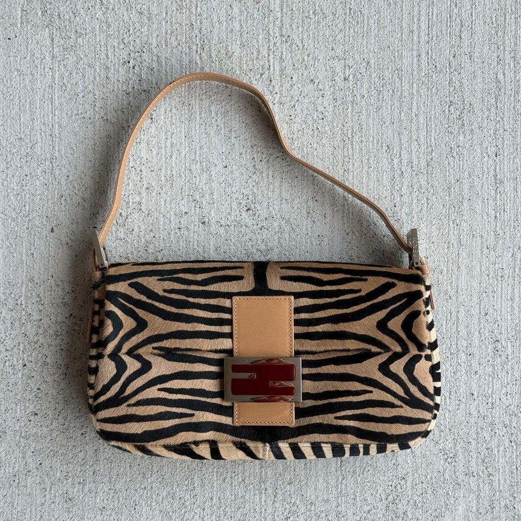 Fendi Baguette Zebra Print Calf Hair Shoulder Bag — view 2