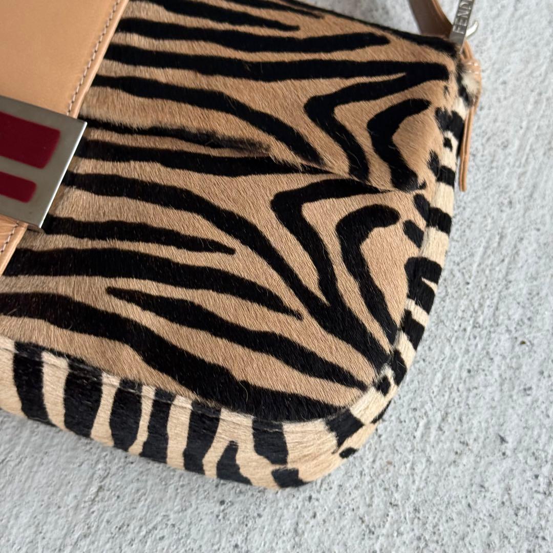Fendi Baguette Zebra Print Calf Hair Shoulder Bag — view 4