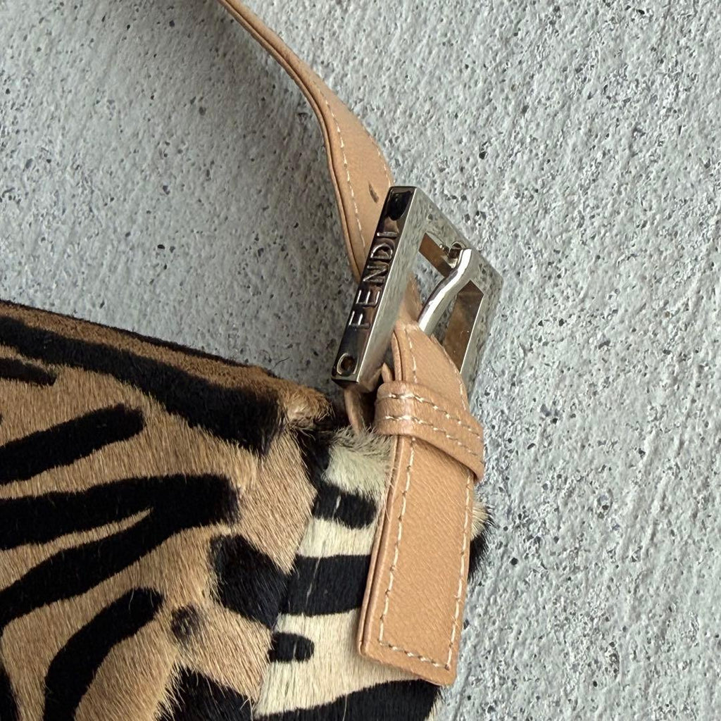 Fendi Baguette Zebra Print Calf Hair Shoulder Bag — view 7